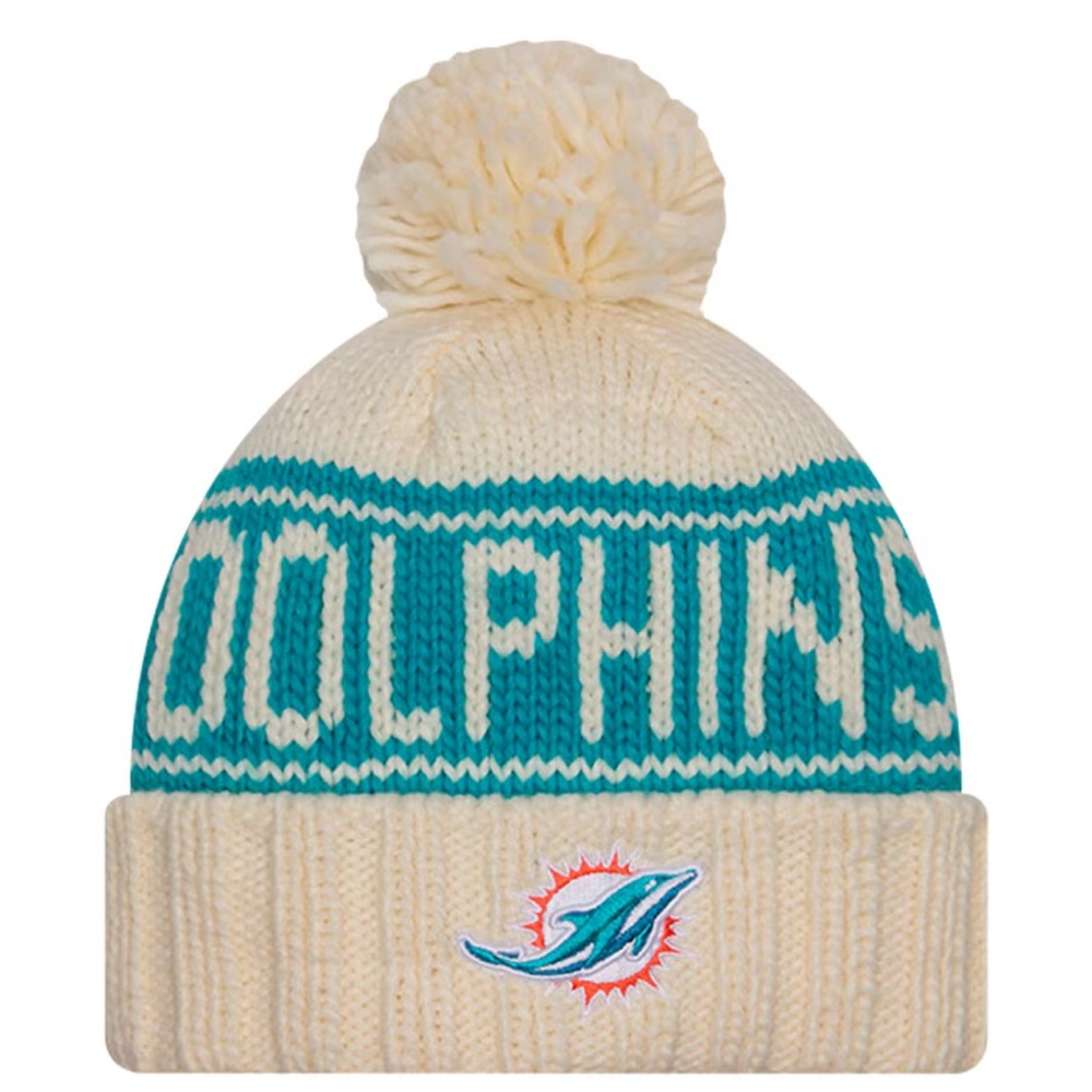 NWT - New Era Miami Dolphins Pom Knit Beanie